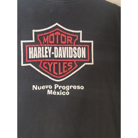 Harley Davidson Graphic Tee Shirt Neuvo Progreso Mexico Black Size XL Men's - Picture 4 of 6